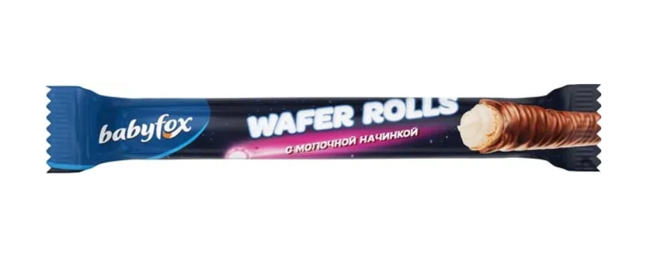 Конфеты BABYFOX "Wafer Rolls" с молочной начинкой 1.5 кг