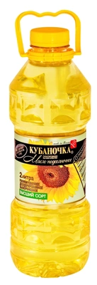Масло подсолнечное КУБАНОЧКА рафинированное 2 л