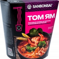 Лапша SANBONSAI "Том ям" рисовая  в кокосовом бульоне с лемонграссом и лаймом 113 г