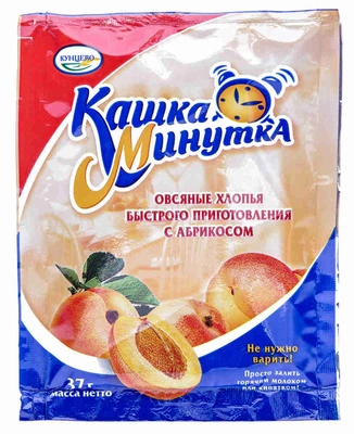 Хлопья КАШКА МИНУТКА овсяные быстрого приготовления с абрикосом 37 г