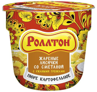 Пюре картофельное РОЛЛТОН "Жареные лисички со сметаной" с ржаными гренками 40 г