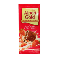 Шоколад ALPEN GOLD молочный с клубнично-йогуртовой начинкой 90 г