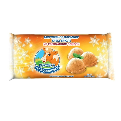 Мороженое КОРОВКА ИЗ КОРЕНОВКИ "Пломбир крем-брюле" 400 г 15%