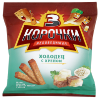 Сухарики ТРИ КОРОЧКИ ржано-пшеничные холодец с хреном 100 г