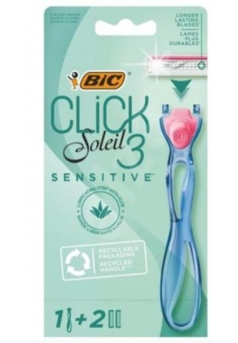 Станок для бритья BIC "Soleil 3 Sensetive" с тремя лезвиями + 2 кассеты
