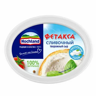 Сыр творожный &laquo;Hochland&raquo; &laquo;Фетакса&raquo; 140 г сливочный с добавлением рассольного сыра.