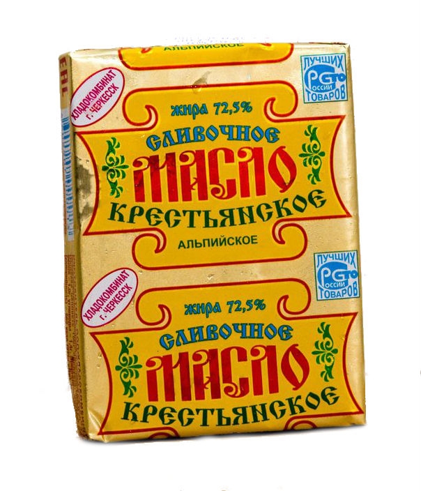 Масло сливочное "Крестьянское" 170 г 72,5%