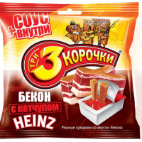 Сухарики ТРИ КОРОЧКИ ржаные бекон с кетчупом 60 г