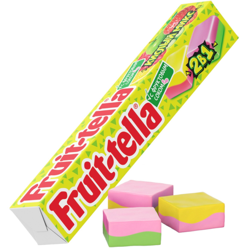 Конфеты FRUITTELLA "Кислый микс" 2 в 1 яблоко-клубника-лимон-малина  жевательные 41 г