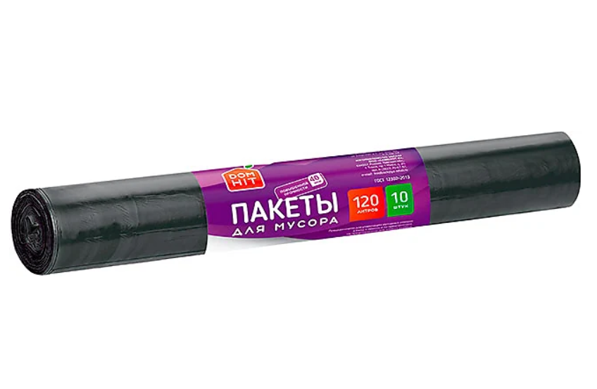 Пакеты для мусора DOM HIT черные 10 шт. 120 л