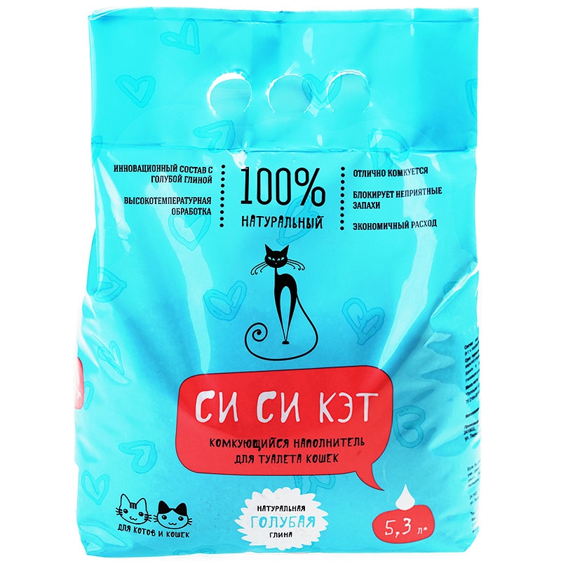 Наполнитель для туалета СИ СИ КЭТ комкующийся с голубой глиной 5.3 л