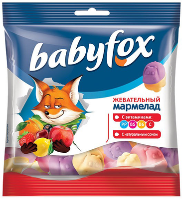 Мармелад жевательный BABYFOX "Бегемоты" 70 г