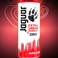 Напиток энергетический JAGUAR Экстра Урбан Энерджи Зеро вкус малина-земляника 0.44 л ж/б