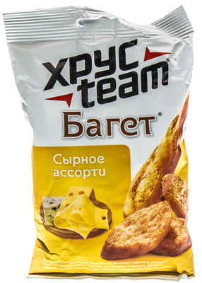 Сухарики ХРУСTEAM пшеничные багет сырное ассорти 60 г