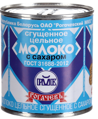 Молоко сгущенное РОГАЧЕВЪ цельное с сахаром 380 г 8,5%