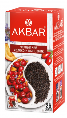 Чай черный AKBAR "Яблоко и шиповник" 25х1,5г