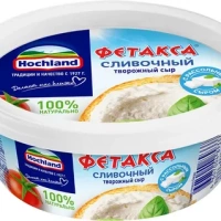 Сыр творожный &laquo;Hochland&raquo; &laquo;Фетакса&raquo; 140 г сливочный с добавлением рассольного сыра.