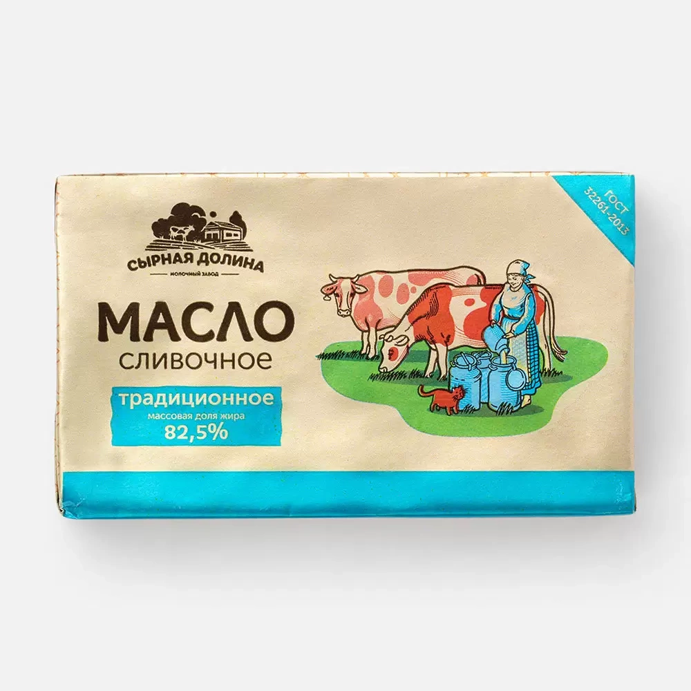 Масло сливочное СЫРНАЯ ДОЛИНА "Кровка. Крестьянское" 400 г 82,5%