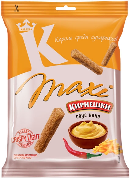 Сухарики КИРИЕШКИ Maxi кукурузно-ржаные соус начо 60 г