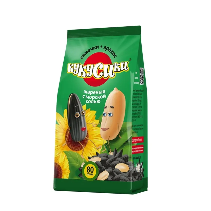Семечки + арахис КУКУСИКИ жареные с морской солью 80 г