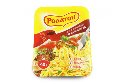 Лапша РОЛЛТОН "По-домашнему" с говядиной 90 г лоток