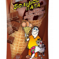 Мороженое БОЛЬШОЙ ПАПА "Пломбир" шоколадный с мягким шоколадом 130 г 12%