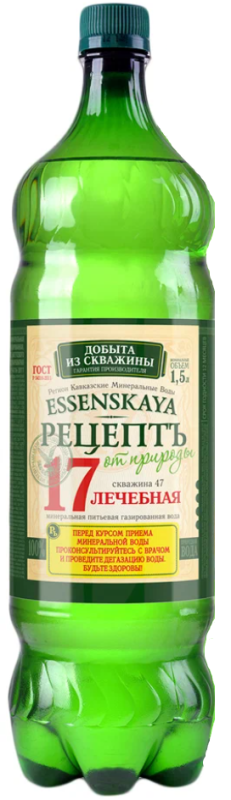 Вода минеральная РЕЦЕПТ ОТ ПРИРОДЫ "Ессенская Нагутская-17" природная лечебная газированная 1.45 л