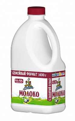 Молоко КУБАНСКИЙ МОЛОЧНИК отборное пастеризованное 3,4-6% 1,4л канистра
