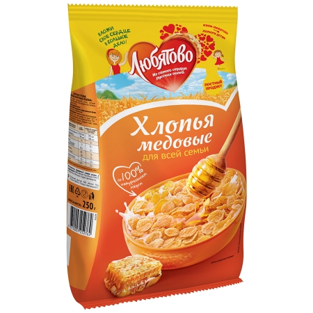 Хлопья ЛЮБЯТОВО кукурузные медовые 250 г