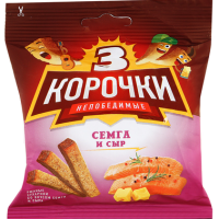 Сухарики ТРИ КОРОЧКИ ржано-пшеничные семга и сыр 60 г